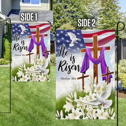 Jesus Christ Lily He Is Risen Easter House Flags - Religious Easter Garden Flag - Christian Outdoor Easter Flags