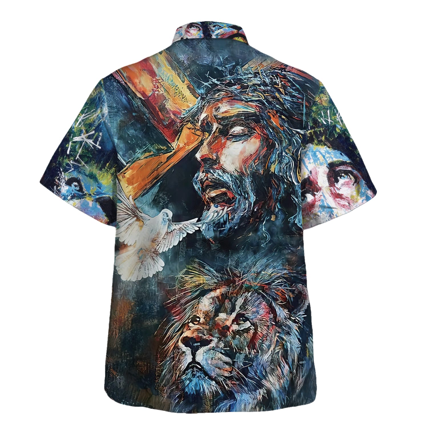 Jesus Christ Lion And Dove Hawaiian Shirts For Men - Christian Hawaiian Shirt - Hawaiian Summer Shirts