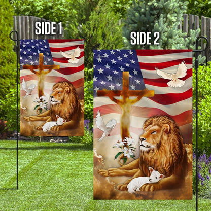 Jesus Christ Lion And Lamb Flag - Outdoor Christian House Flag - Christian Garden Flags