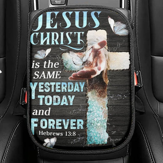Jesus Christ Lion Face Warrior Seat Box Cover, Christian Car Center Console Cover, Religious Car Interior Accessories
