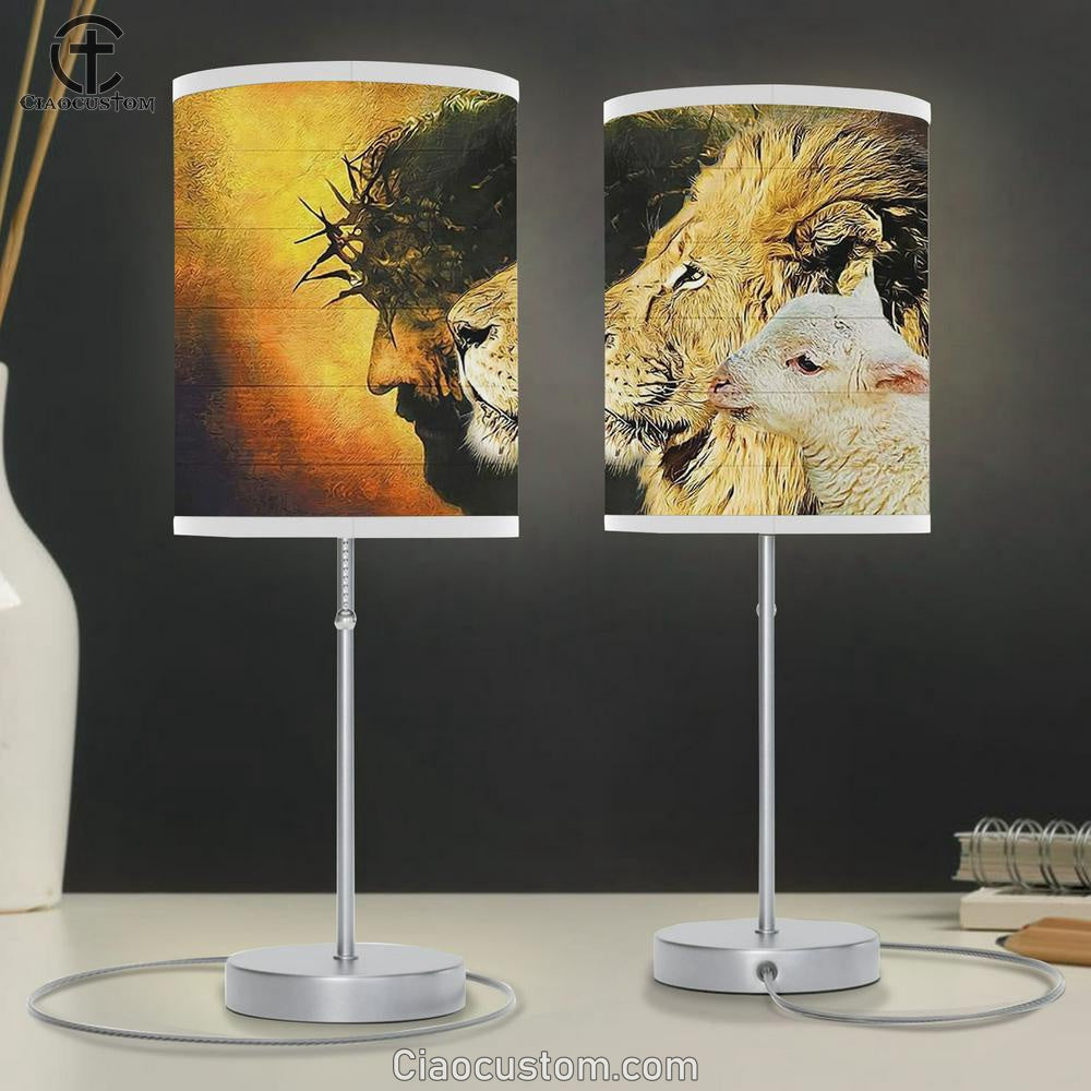 Jesus Christ Lion Of Judah Table Lamp Art - Lion Table Lamp Room Decor - Christian Scripture Table Lamp