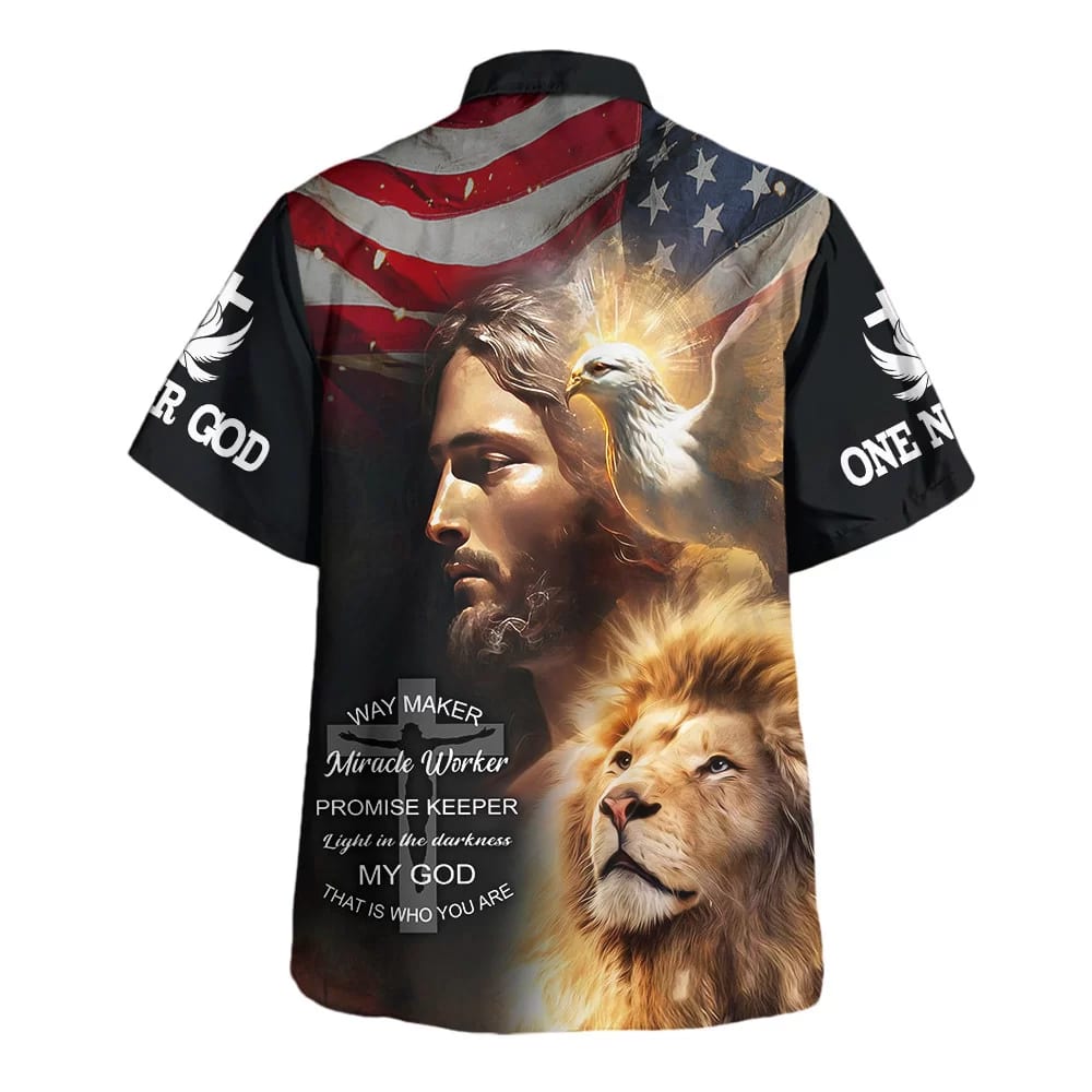 Jesus Christ Lion Way Maker Miracle Worker Hawaiian Shirts For Men - Christian Hawaiian Shirt - Hawaiian Summer Shirts