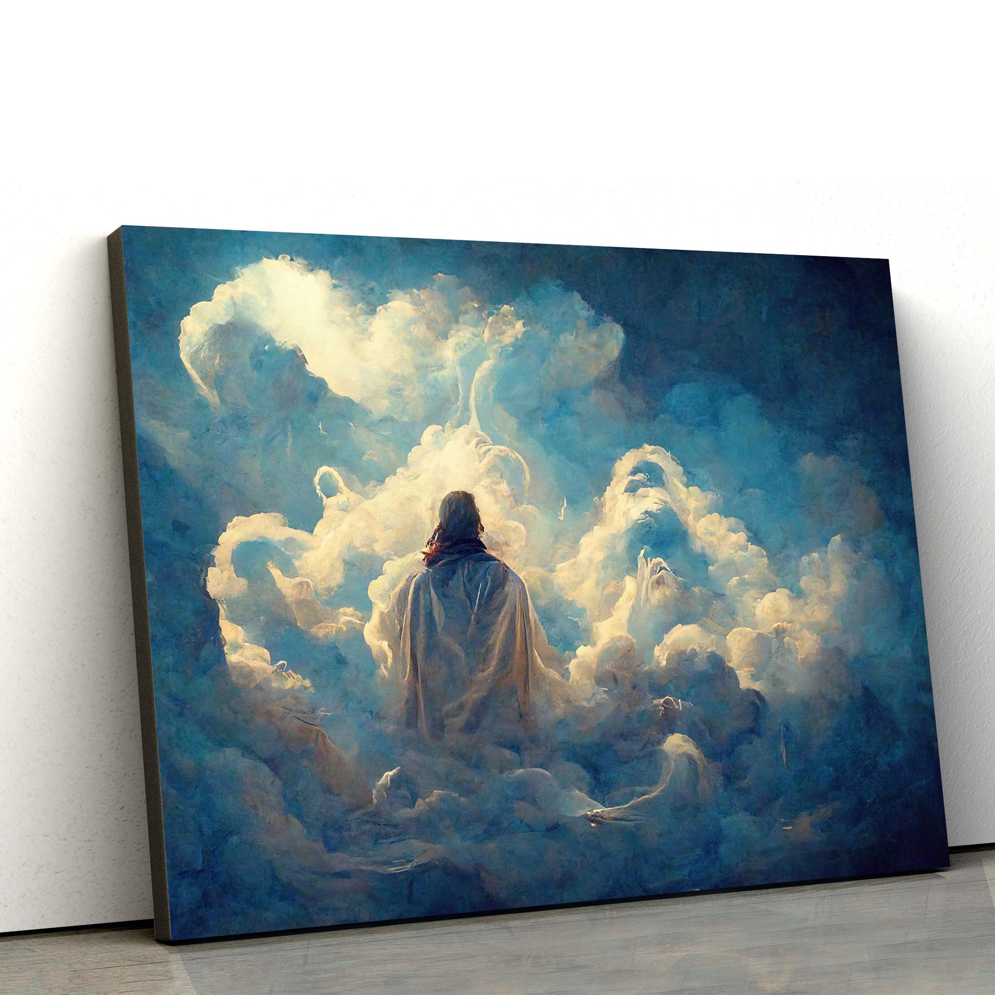 Jesus Christ Looking Down Over You Watercolor Portrait - Canvas Pictures - Jesus Canvas Art - Christian Wall Art
