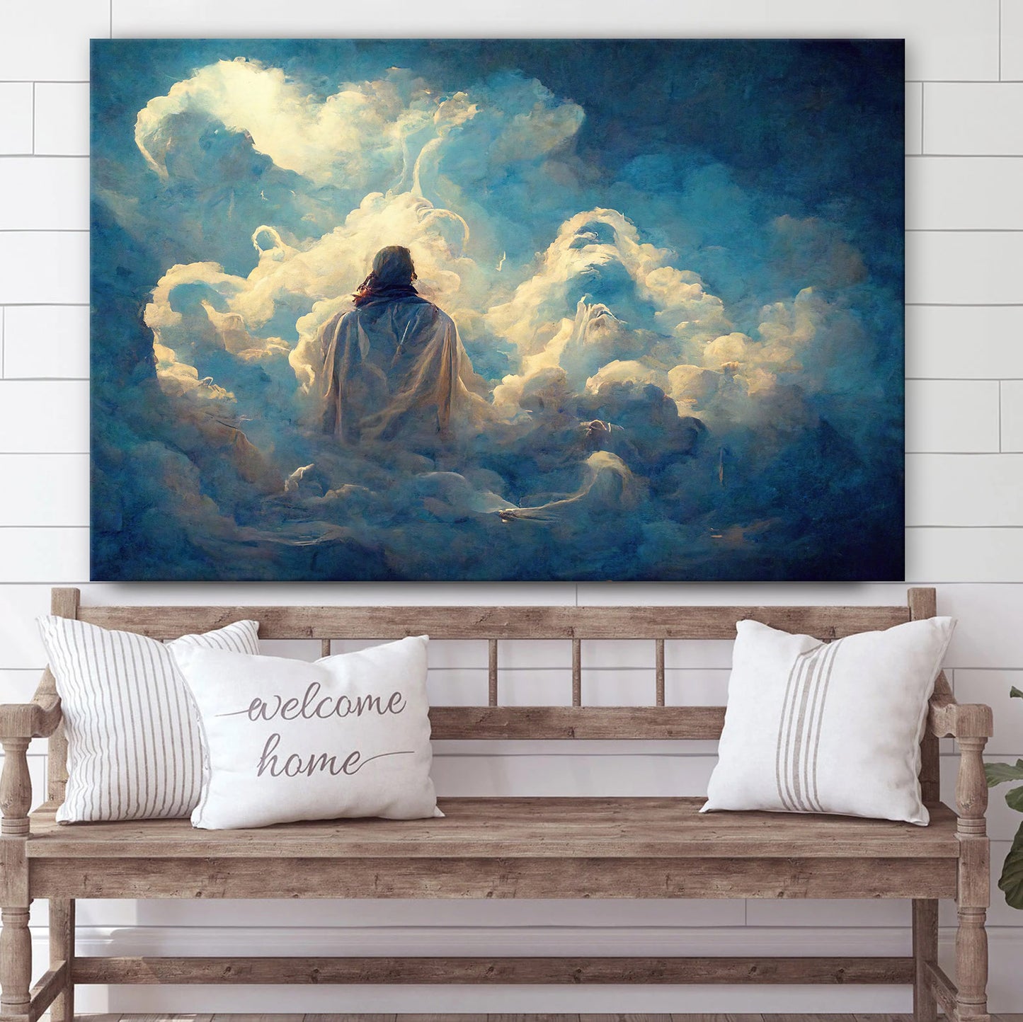 Jesus Christ Looking Down Over You Watercolor Portrait - Canvas Pictures - Jesus Canvas Art - Christian Wall Art