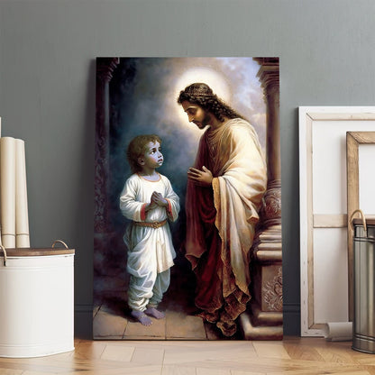 Jesus Christ Meets Lord Krishna Print Baby Krishna - Jesus Canvas Art - Christian Wall Canvas