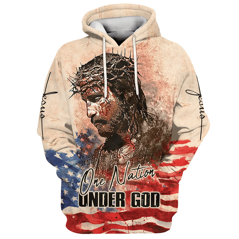Jesus Christ One Nation Under God Hoodies - Jesus Hoodie - Men & Women Christian Hoodie - 3D Printed Hoodie