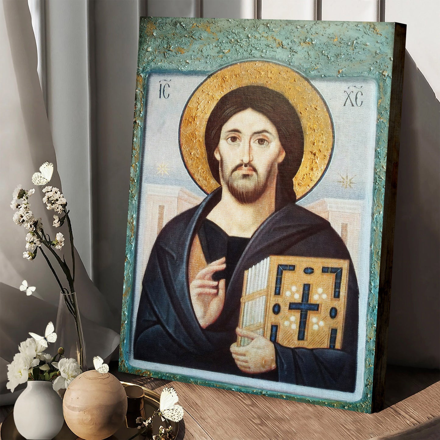 Jesus Christ Pantocrator Greek Orthodox Canvas Wall Art - Jesus Portrait Picture - Religious Gift - Christian Wall Art Decor
