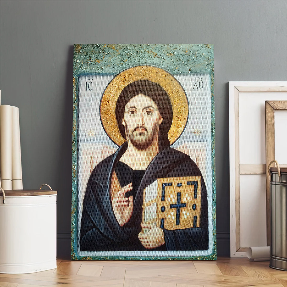 Jesus Christ Pantocrator Greek Orthodox Canvas Wall Art - Jesus Portrait Picture - Religious Gift - Christian Wall Art Decor