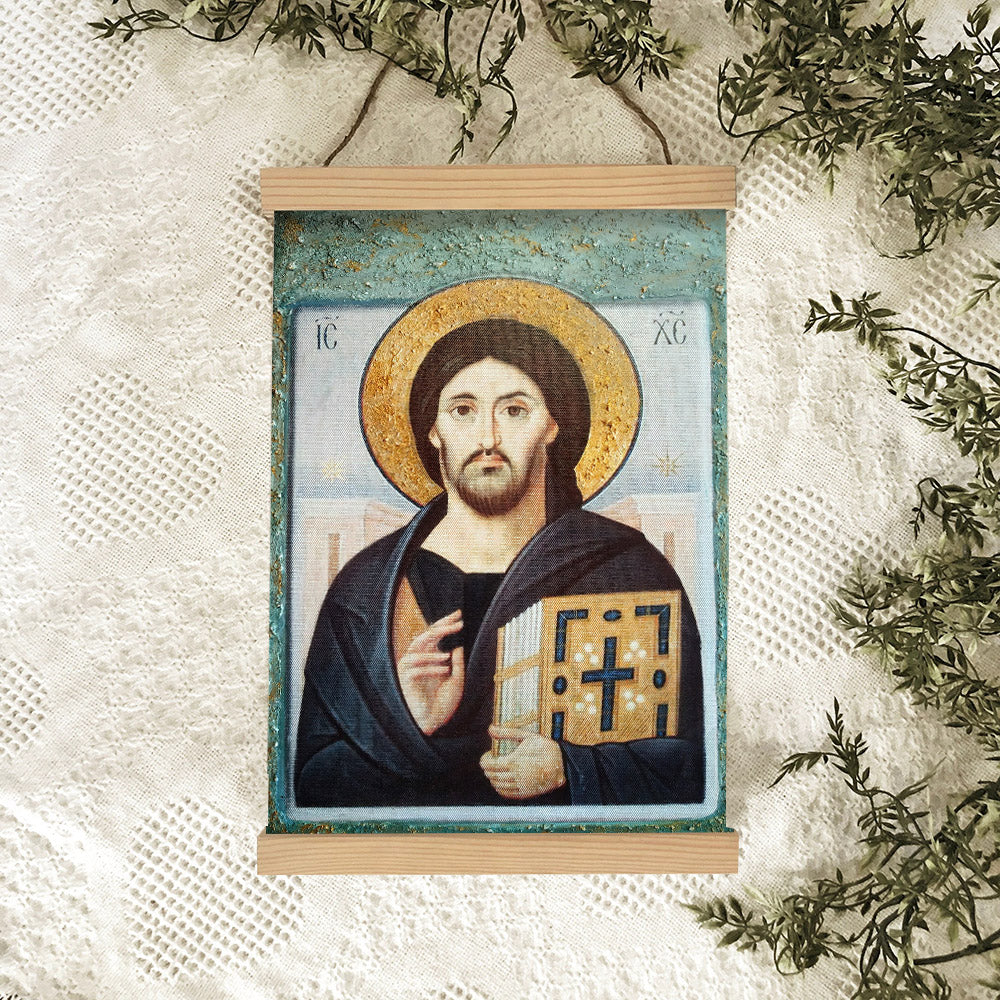 Jesus Christ Pantocrator Greek Orthodox Hanging Canvas Wall Art - Jesus Portrait Picture - Religious Gift - Christian Wall Art Decor