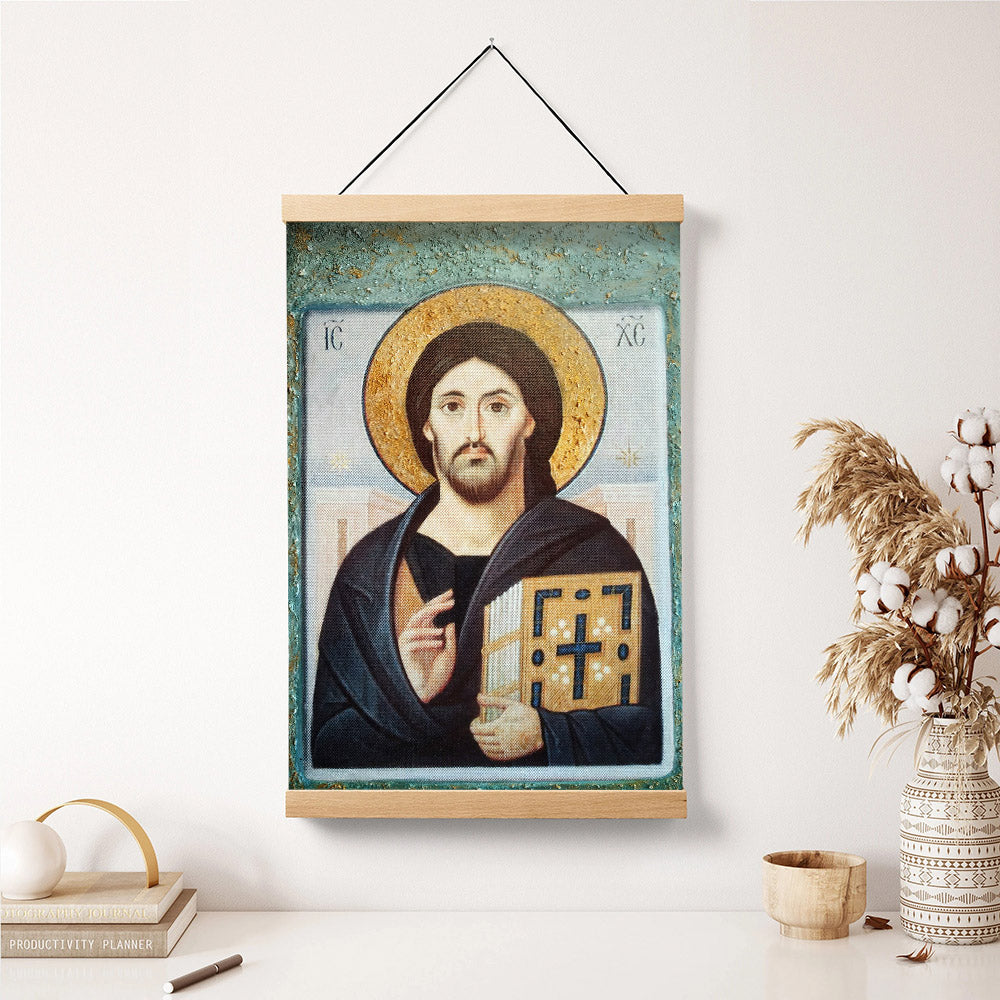 Jesus Christ Pantocrator Greek Orthodox Hanging Canvas Wall Art - Jesus Portrait Picture - Religious Gift - Christian Wall Art Decor