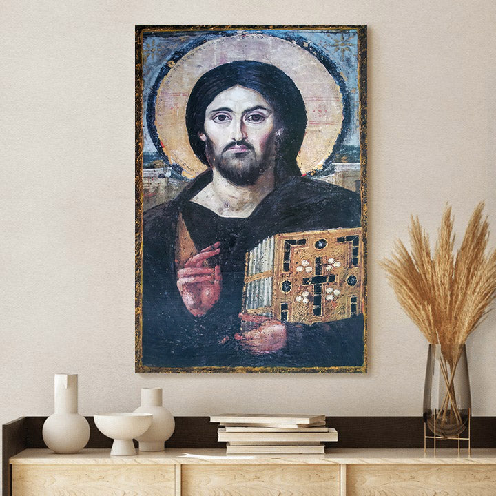 Jesus Christ Pantocrator Sinai Greek Orthodox Canvas Wall Art - Jesus Portrait Picture - Religious Gift - Christian Wall Art Decor