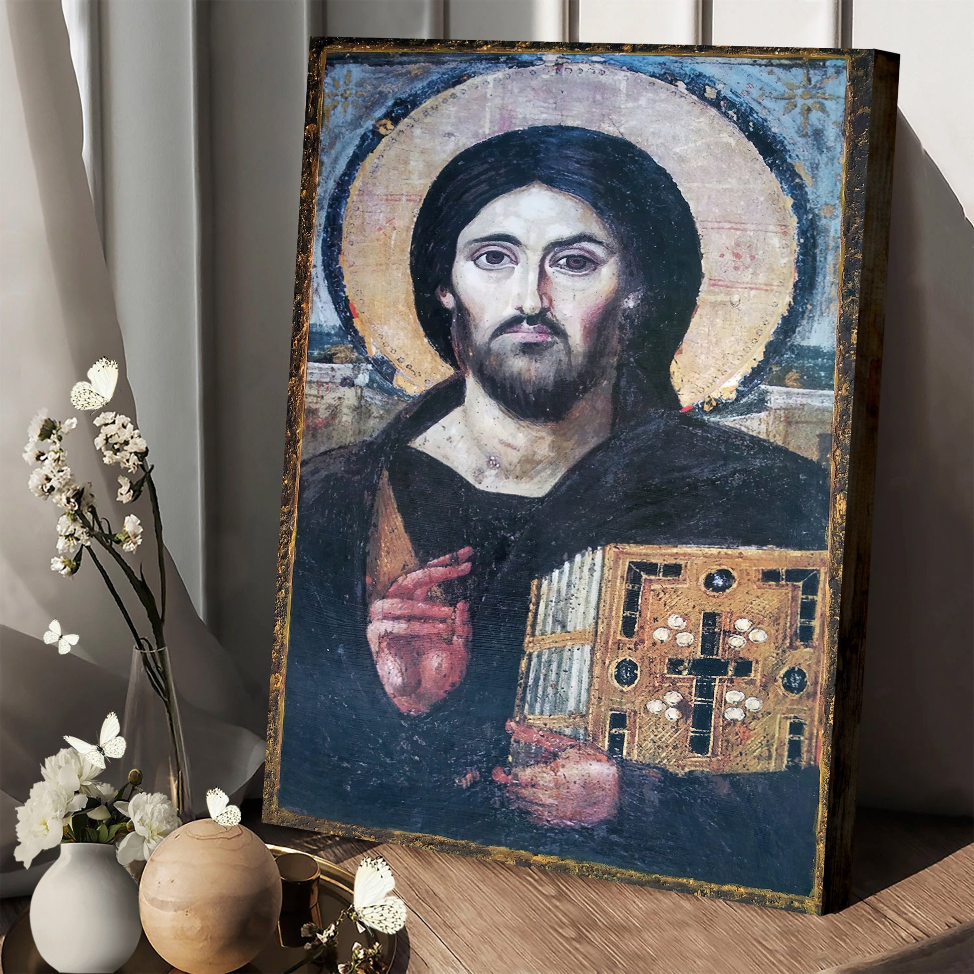 Jesus Christ Pantocrator Sinai Greek Orthodox Canvas Wall Art - Jesus Portrait Picture - Religious Gift - Christian Wall Art Decor