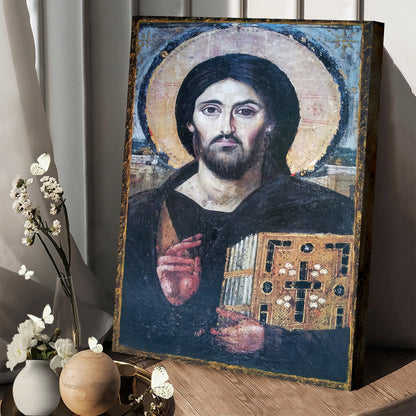 Jesus Christ Pantocrator Sinai Greek Orthodox Canvas Wall Art - Jesus Portrait Picture - Religious Gift - Christian Wall Art Decor