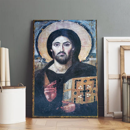 Jesus Christ Pantocrator Sinai Greek Orthodox Canvas Wall Art - Jesus Portrait Picture - Religious Gift - Christian Wall Art Decor