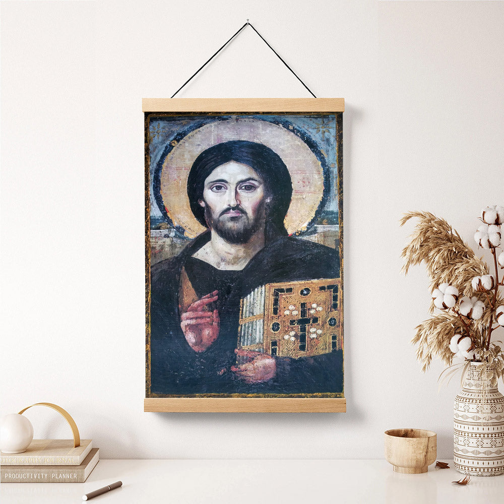 Jesus Christ Pantocrator Sinai Greek Orthodox Hanging Canvas Wall Art - Jesus Portrait Picture - Religious Gift - Christian Wall Art Decor