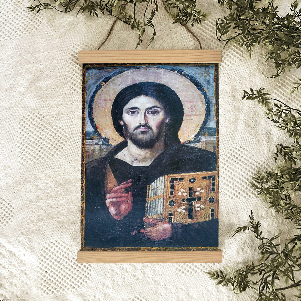 Jesus Christ Pantocrator Sinai Greek Orthodox Hanging Canvas Wall Art - Jesus Portrait Picture - Religious Gift - Christian Wall Art Decor