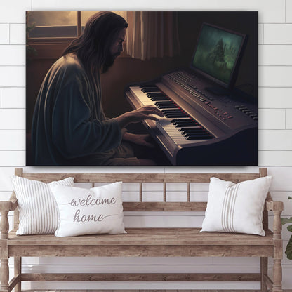 Jesus Christ Plays The Piano - Jesus Canvas Pictures - Christian Wall Art