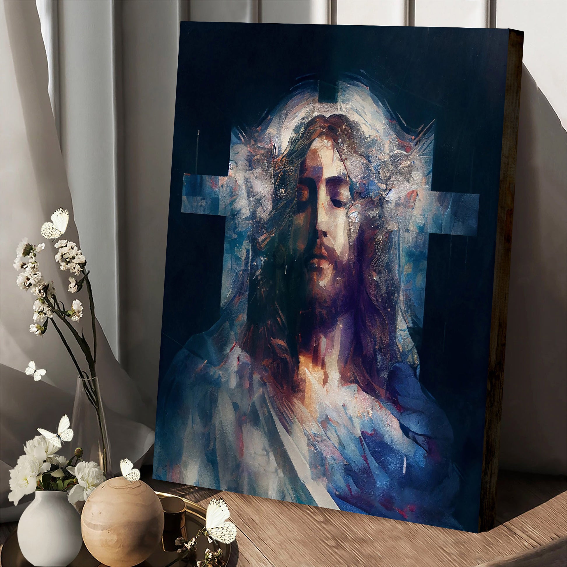 Jesus Christ Portrait Illustration Spiritual Art - Jesus Canvas Art - Christian Wall Canvas