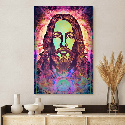 Jesus Christ Portrait Surrounded By Other Colors - Jesus Canvas Pictures - Christian Wall Art
