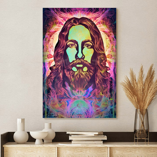Jesus Christ Portrait Surrounded By Other Colors - Jesus Canvas Pictures - Christian Wall Art