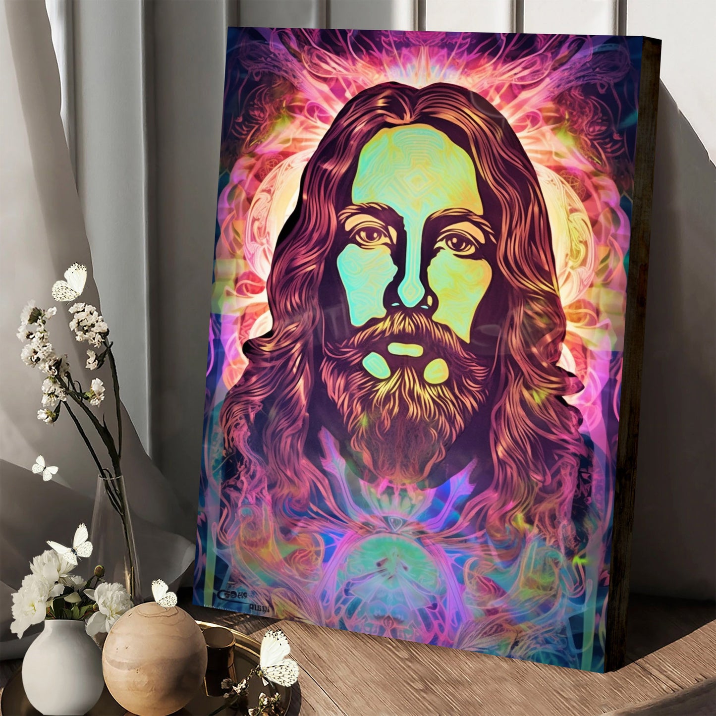 Jesus Christ Portrait Surrounded By Other Colors - Jesus Canvas Pictures - Christian Wall Art