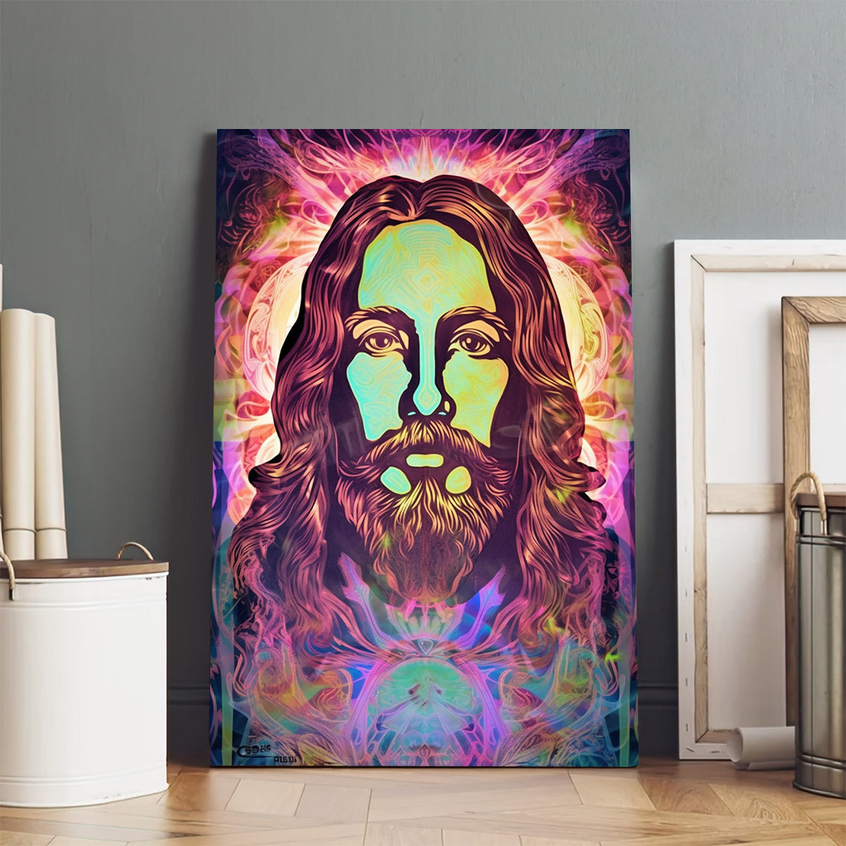 Jesus Christ Portrait Surrounded By Other Colors - Jesus Canvas Pictures - Christian Wall Art