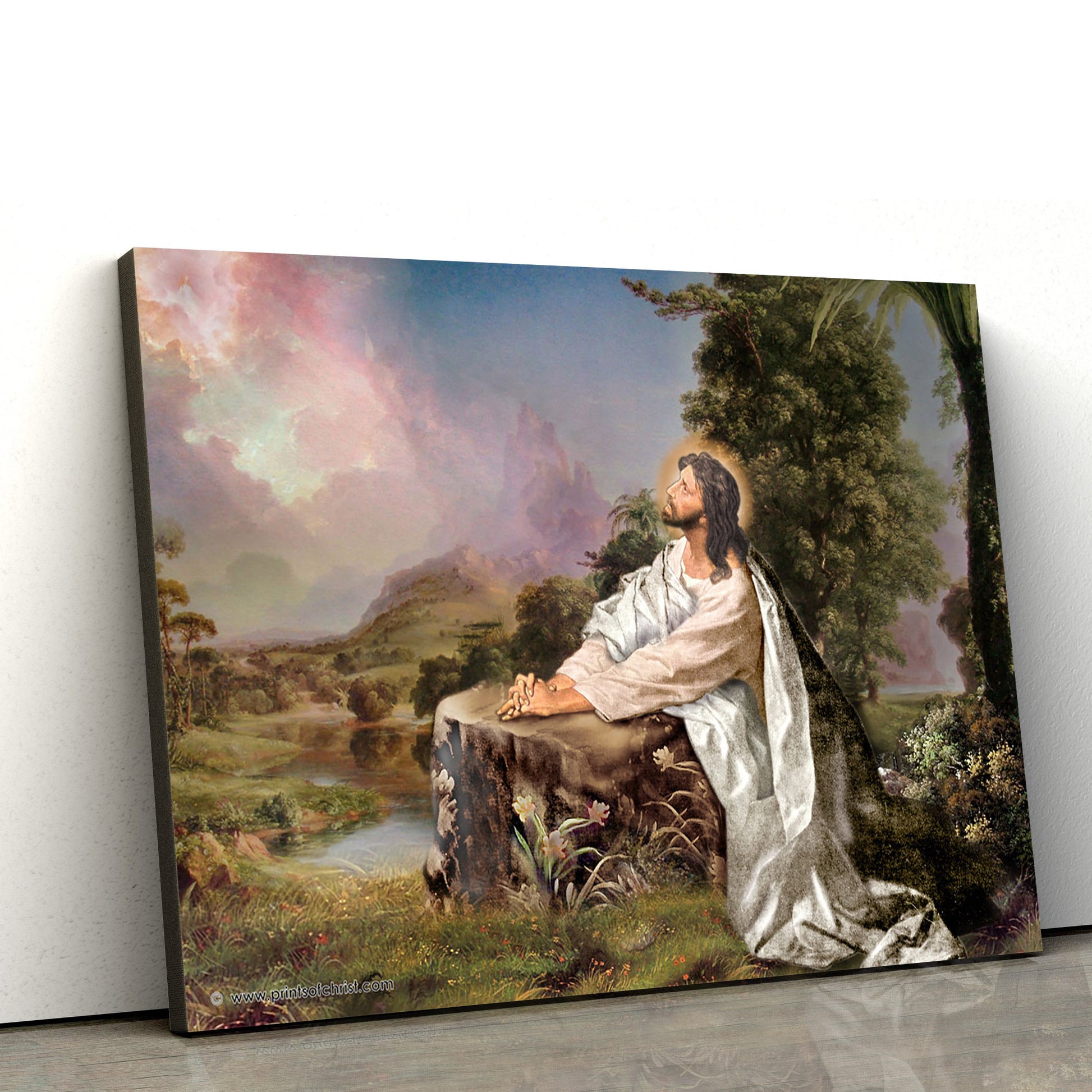Jesus Christ Praying - Jesus Canvas Wall Art - Christian Wall Art