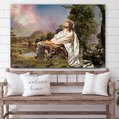 Jesus Christ Praying - Jesus Canvas Wall Art - Christian Wall Art