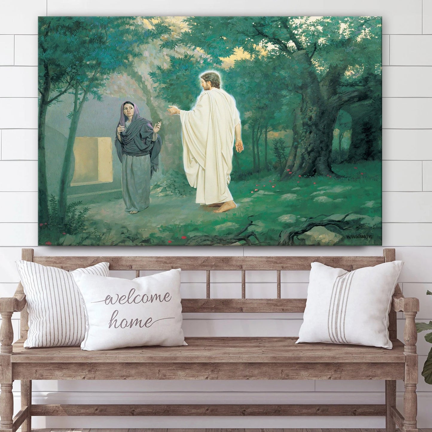 Jesus Christ Resurrected Jesus & Mary Canvas Wall Art - Easter Wall Art - Christian Canvas Wall Art