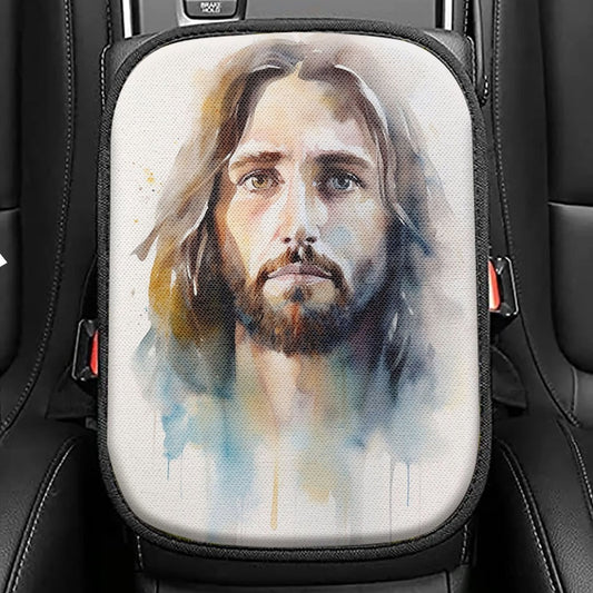 Jesus Christ Rises From Cave Seat Box Cover, Religious Car Center Console Cover, Christian Car Interior Accessories