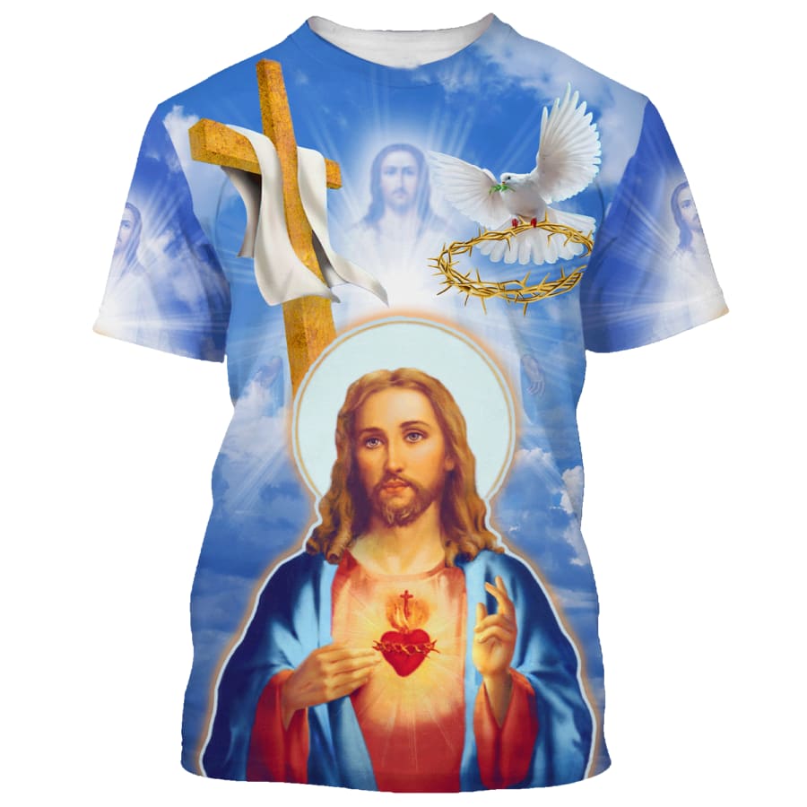 Jesus Christ Sacred Heart 3d Shirts - Christian T Shirts For Men And Women