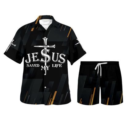Jesus Christ Saved My Life Cross Hawaiian Shirt - Christian Hawaiian Shirt - Religious Hawaiian Shirts