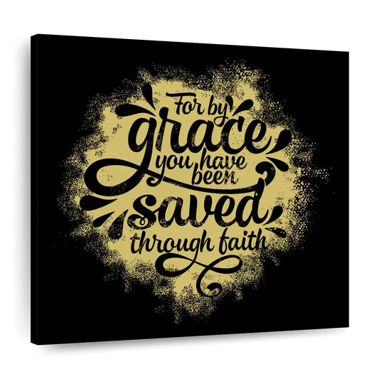Jesus Christ Saves Typography Square Canvas Art - Christian Wall Decor - Christian Wall Hanging