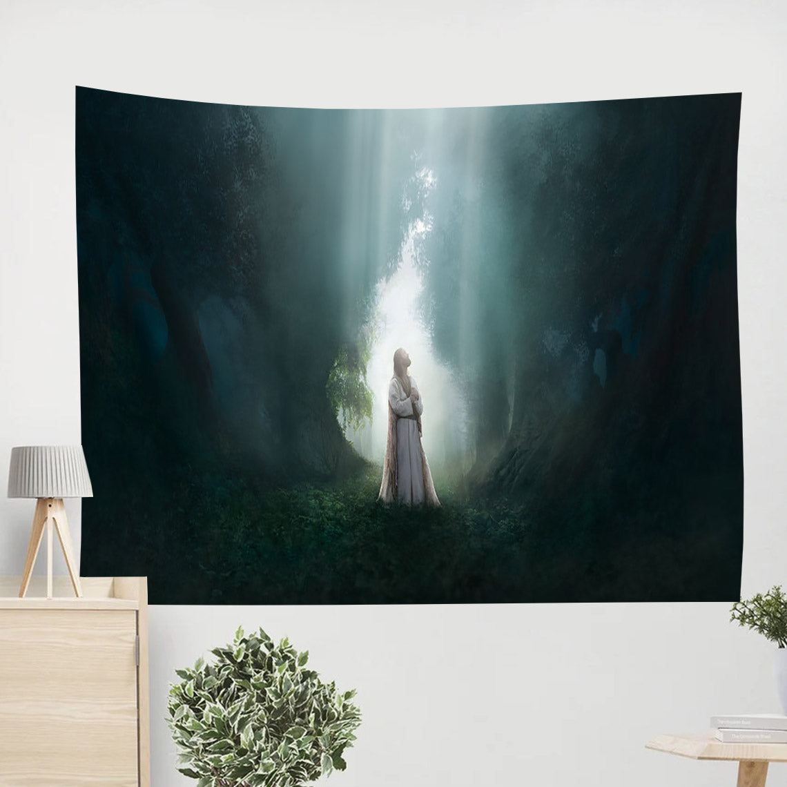 Jesus Christ Standing In The Garden Of Gethsemane Tapestry - No Greater Love Tapestry - Christian Wall Tapestry