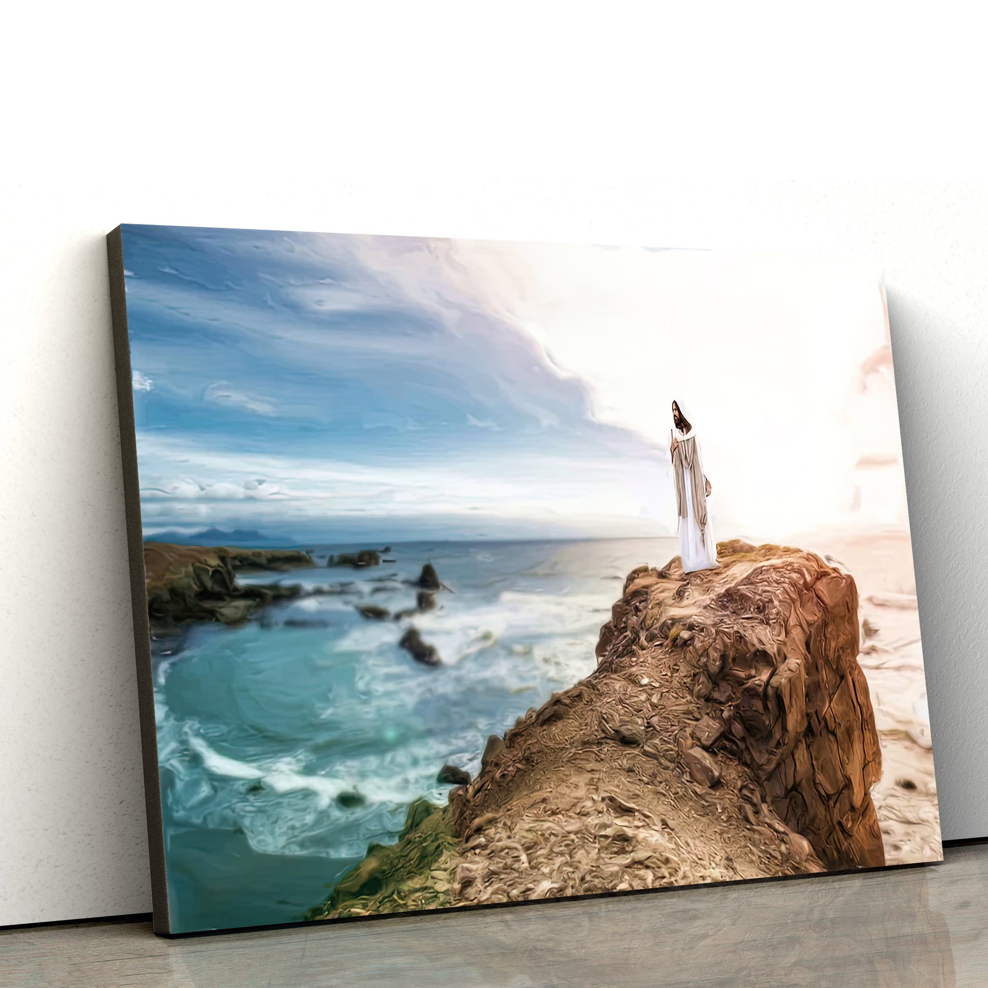 Jesus Christ Standing On Stone Canvas Art - Jesus Christ Pictures - Jesus Wall Art - Christian Wall Decor