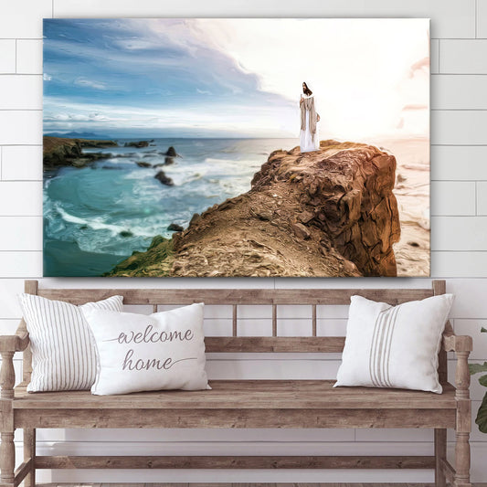 Jesus Christ Standing On Stone Canvas Art - Jesus Christ Pictures - Jesus Wall Art - Christian Wall Decor