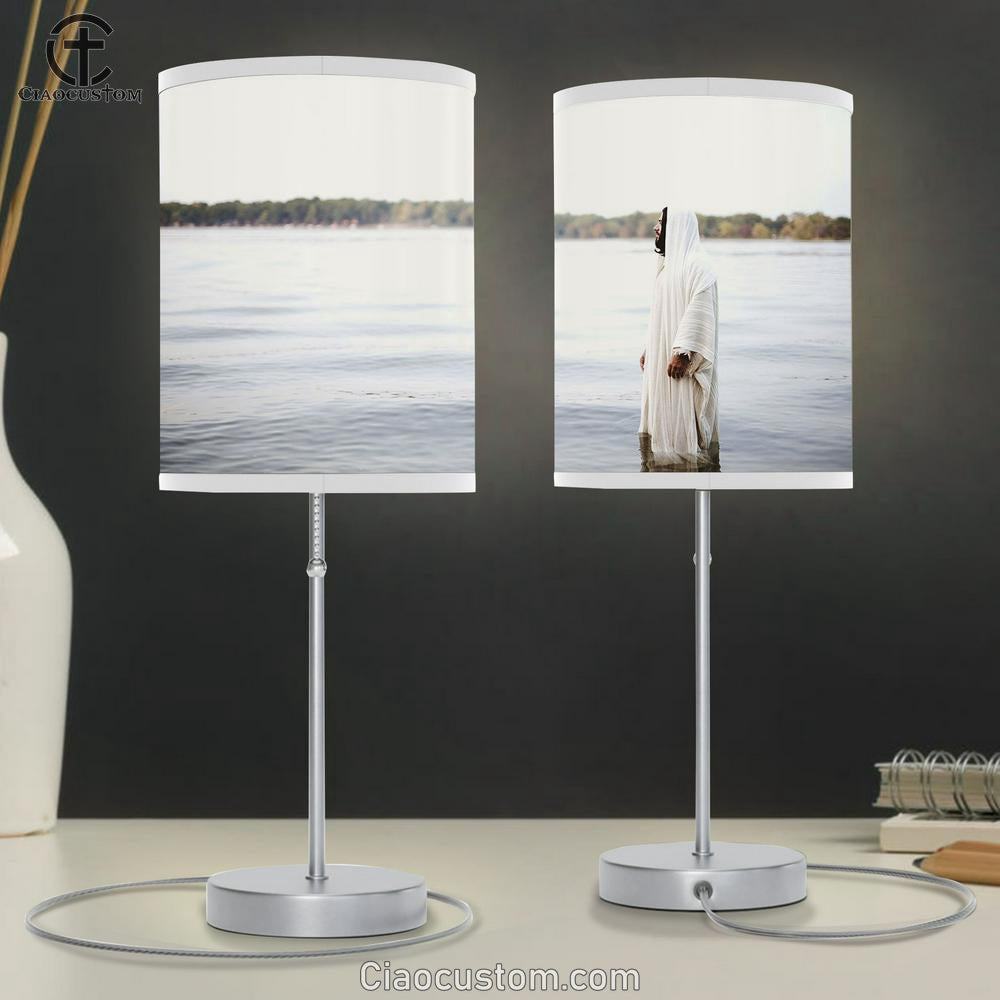 Jesus Christ Standing Water Table Lamp Pictures - Faith Art - Christian Table Lamp For Bedroom Decor