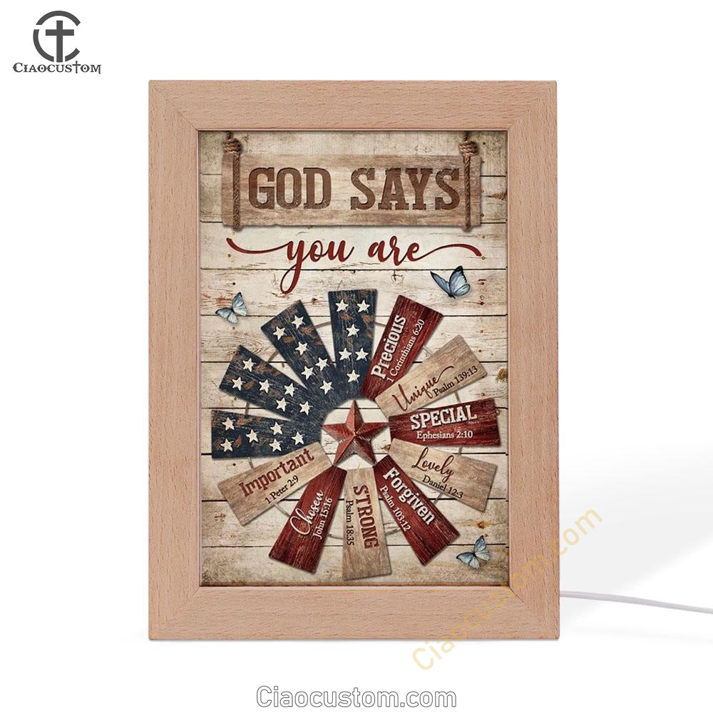 Jesus Christ Star Symbol God Says You Are Frame Lamp