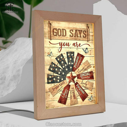 Jesus Christ Star Symbol God Says You Are Frame Lamp