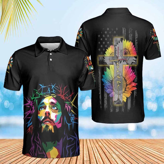 Jesus Christ Sunflower Polo Shirts - Christian Shirt For Men And Women