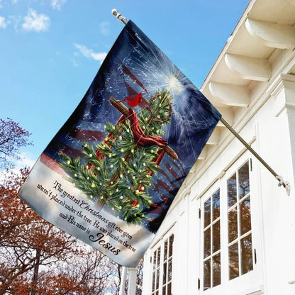 Jesus Christ The Greatest Gift Christmas House Flags - Christian Garden Flags - Outdoor Christian Flag