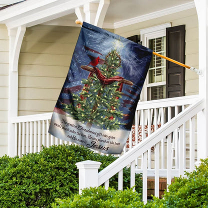 Jesus Christ The Greatest Gift Christmas House Flags - Christian Garden Flags - Outdoor Christian Flag