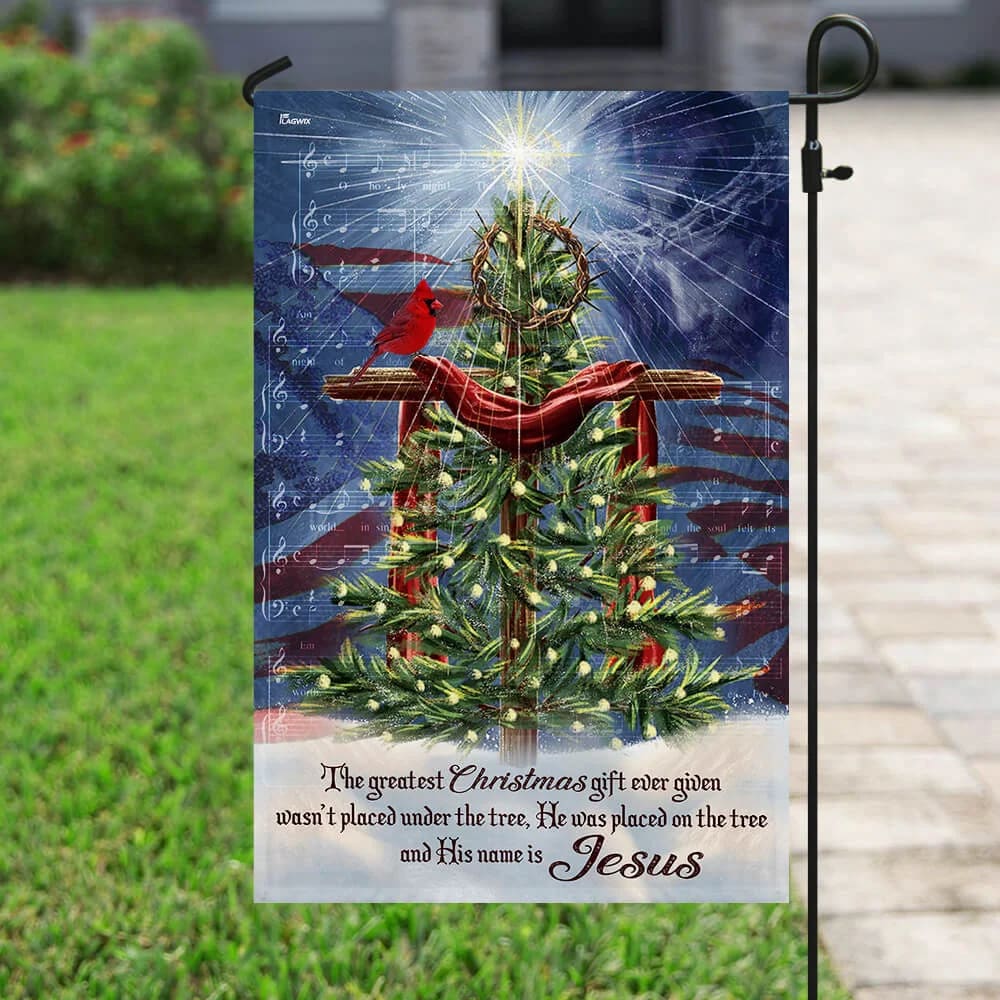 Jesus Christ The Greatest Gift Christmas House Flags - Christian Garden Flags - Outdoor Christian Flag