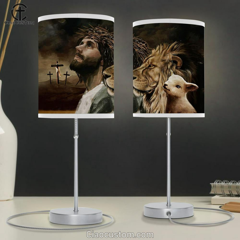 Jesus Christ The Lamb Of God The Lion Of Judah Table Lamp Art - Bible Verse Lamp Art - Room Decor Christian