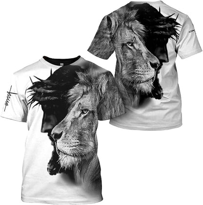 Jesus Christ The Lion King All Over Printed 3D T Shirt - Christian Shirts for Men Women