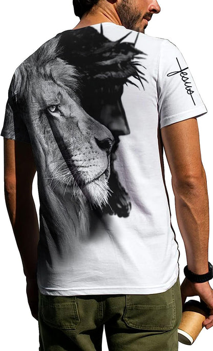 Jesus Christ The Lion King All Over Printed 3D T Shirt - Christian Shirts for Men Women