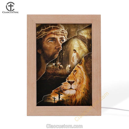 Jesus Christ The Lion Of Judah The Lamb Of God Frame Lamp