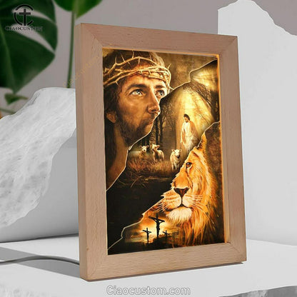 Jesus Christ The Lion Of Judah The Lamb Of God Frame Lamp