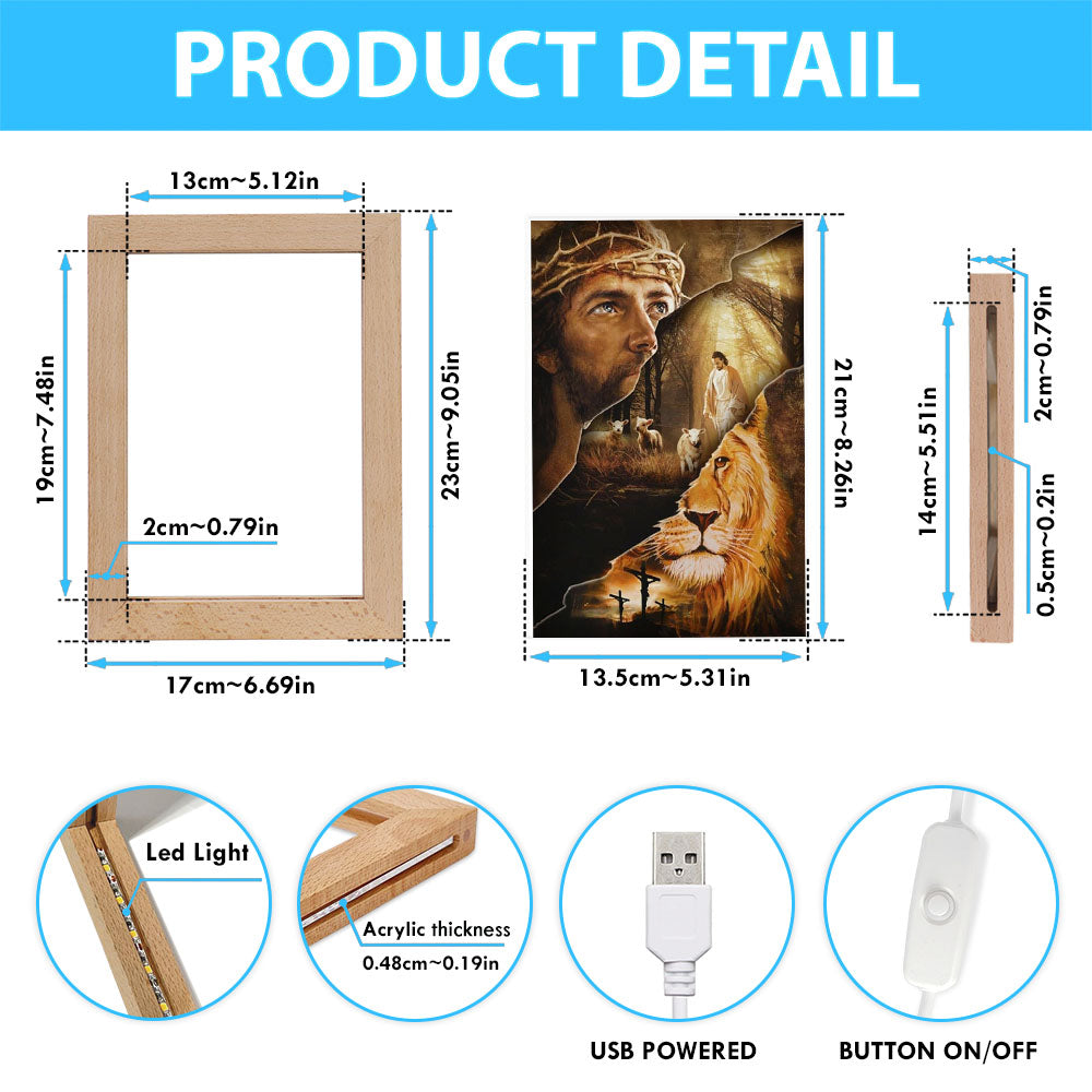 Jesus Christ The Lion Of Judah The Lamb Of God Frame Lamp