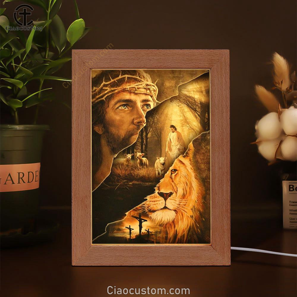 Jesus Christ The Lion Of Judah The Lamb Of God Frame Lamp